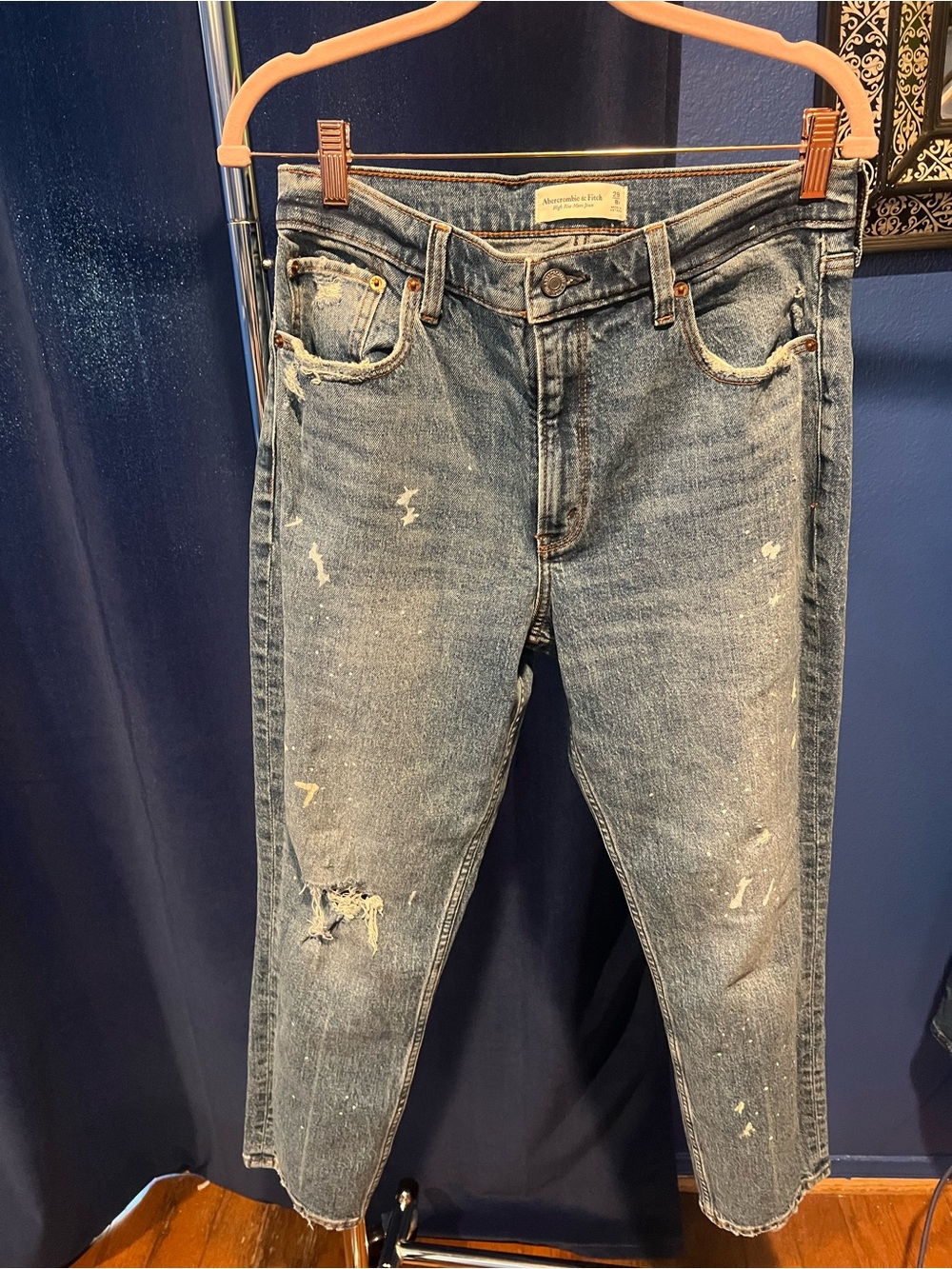 Abercrombie & Fitch Slim Straight Distressed Blue Jeans
